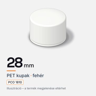 PET kupak 28 mm (PCO 1810), fehér. Illusztráció, a termék megjelenése eltérhet.