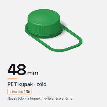 PET kupak 48 mm, zöld, hordozófüllel. Illusztráció, a termék megjelenése eltérhet.