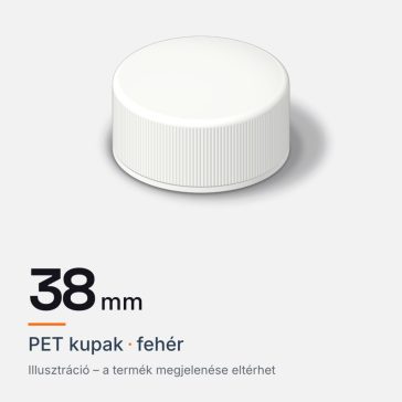 PET kupak 38 mm, fehér. Illusztráció, a termék megjelenése eltérhet.